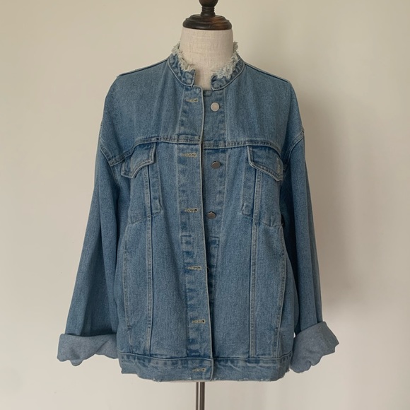Oversized Denim Jacket with Bandana Print Back from Korea - Picture 3 of 13